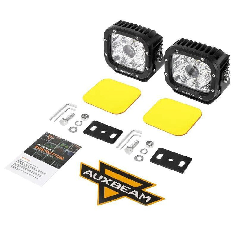 5 Inch 110W White&Amber LED Pod Lights With Additional Amber Covers - AUXBEAM INDIA