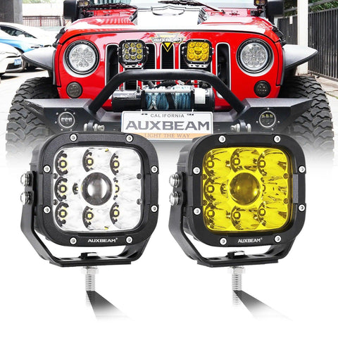 5 Inch 110W White&Amber LED Pod Lights With Additional Amber Covers - AUXBEAM INDIA