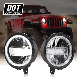 9 Inch 120W 9000 Lumens LED Headlights With Halo Ring DRL - AUXBEAM INDIA