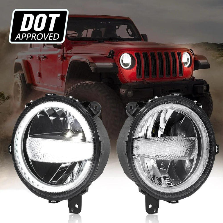 9 Inch 120W 9000 Lumens LED Headlights With Halo Ring DRL - AUXBEAM INDIA