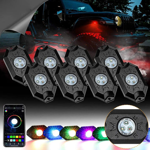 RGB LED Rock Light Set With Bluetooth Controller - AUXBEAM INDIA