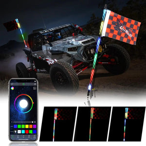 RGB LED Whip Light Rotating Color Changing Flag Pole With Bluetooh Controlled - AUXBEAM INDIA