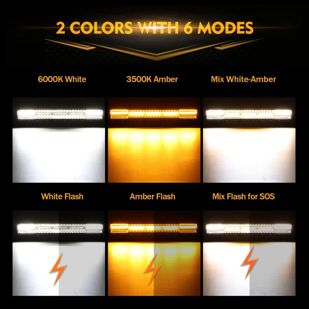 6 MODES SERIES White/Amber LED LIGHT BARS (22"-52") - AUXBEAM INDIA