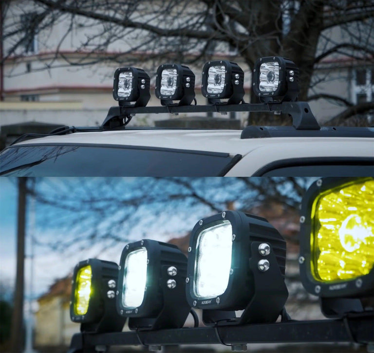 5 Inch 110W White&Amber LED Pod Lights With Additional Amber Covers - AUXBEAM INDIA
