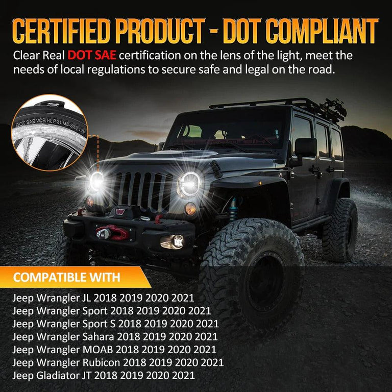 9 Inch 120W 9000 Lumens LED Headlights With Halo Ring DRL - AUXBEAM INDIA