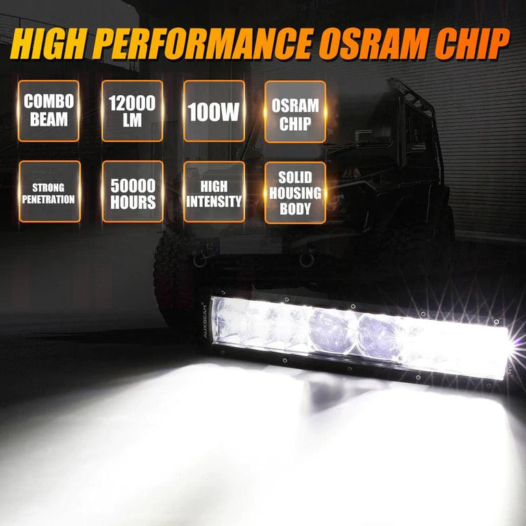 Auxbeam 5D-PRO LED light bar with Osram chips, 100W, 12000 lumens, 50000-hour life and combo beam