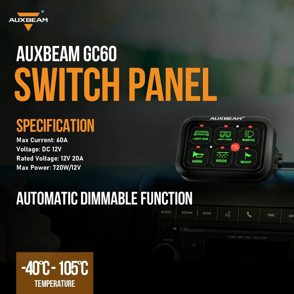 C60 6 Gang LED Switch Panel