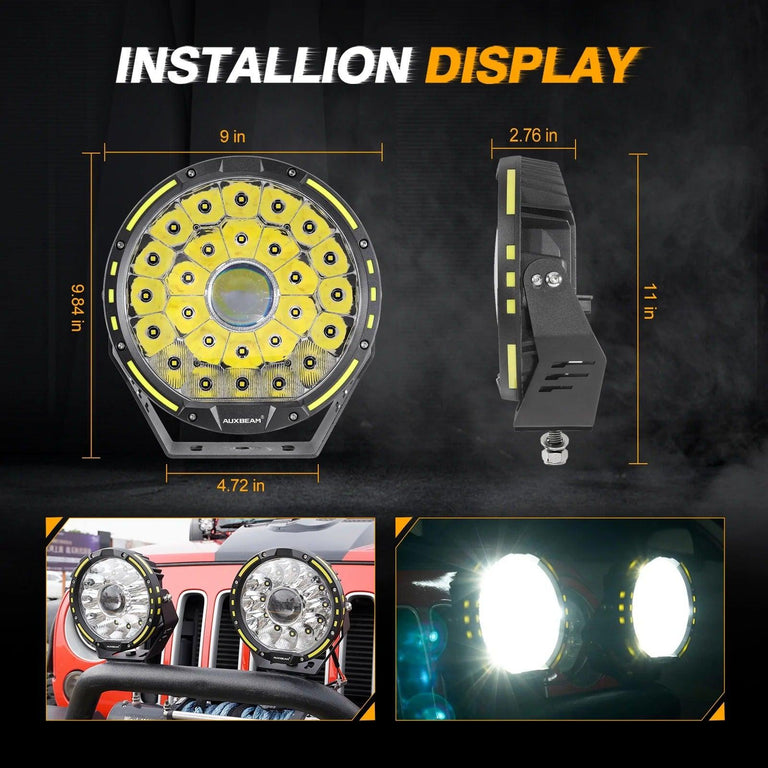 9 Inch 270W 360-PRO Series LED Driving Lights - AUXBEAM INDIA