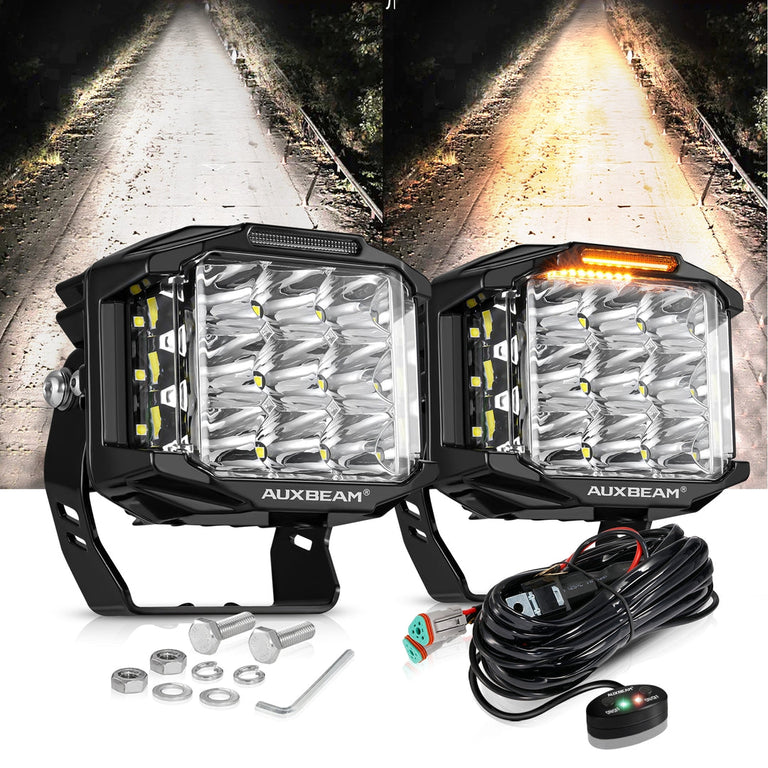 5 Inch 168W 16440LM Side Shooter LED Pod Lights With Amber DRL
