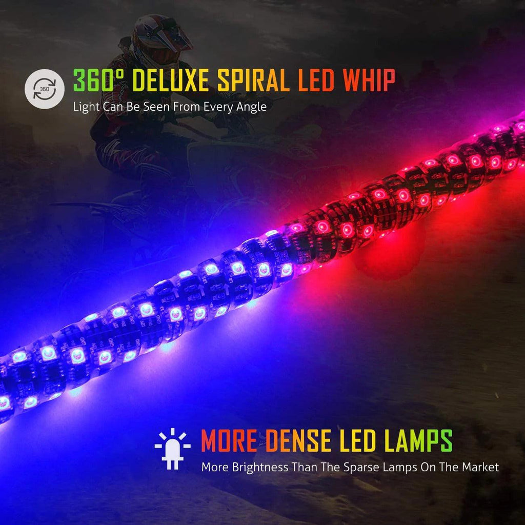 RGB LED Whip Light Rotating Color Changing Flag Pole With Bluetooh Controlled - AUXBEAM INDIA
