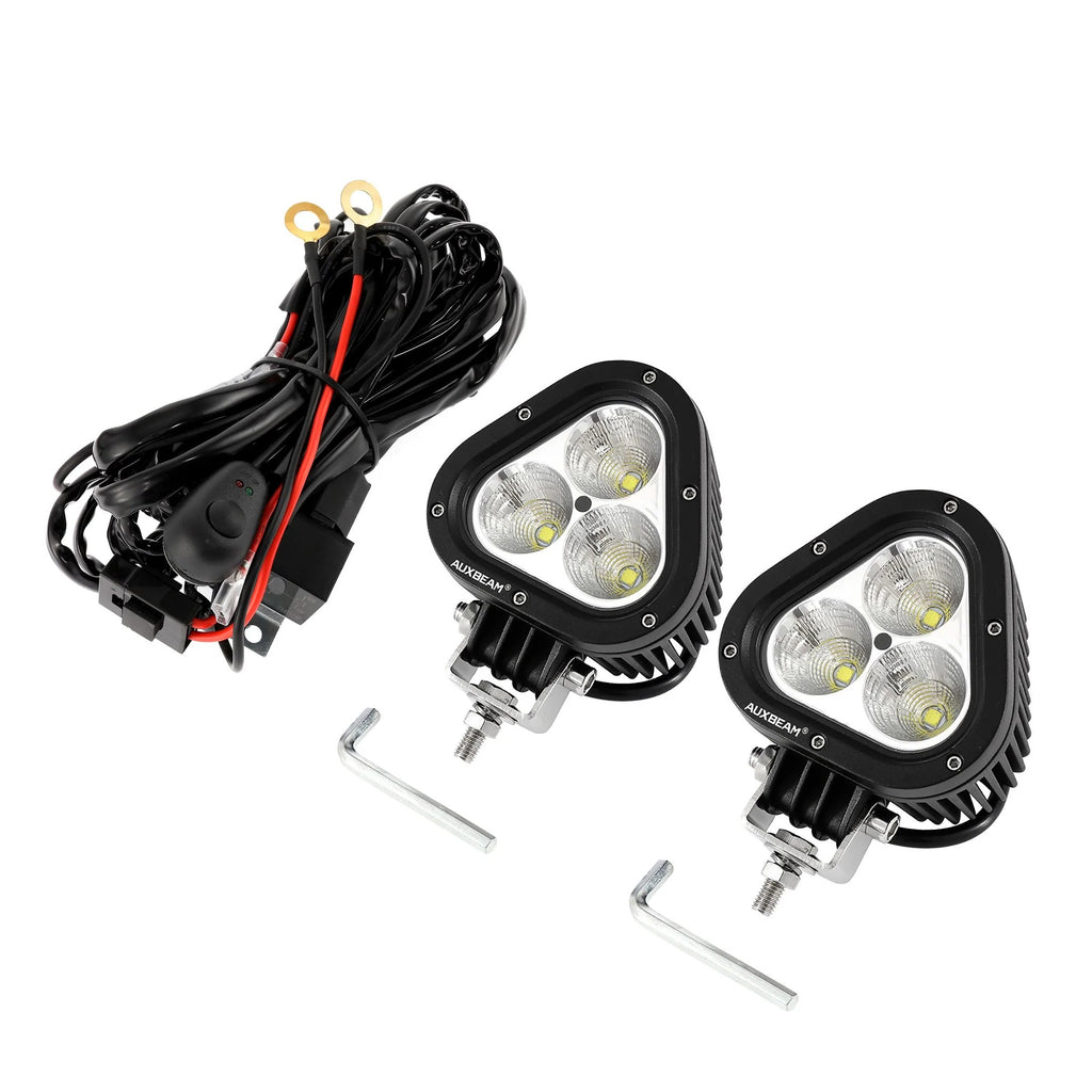 4 Inch Triangle White/Yellow Spot LED Pod Light With Wiring Harness