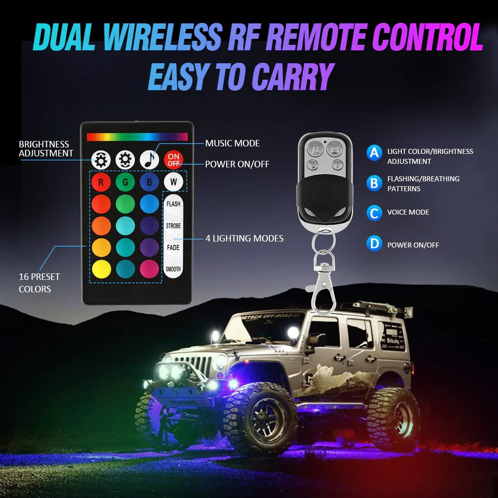 RGBW LED Rock Lights Kit with Bluetooth Control